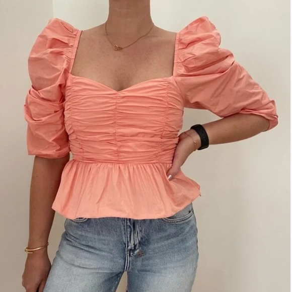 NWT Zara Voluminous Top with Ruffle Trim size S - Picture 4 of 10